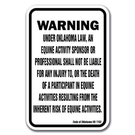 Signmission Safety Sign, 18 in Height, Aluminum, 12 in Length, Equine - Oklahoma A-1218 Equine - Oklahoma